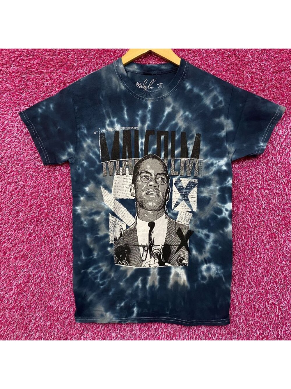 Malcolm X By Any Means Necessary Tie Dye T-Shirt Small
